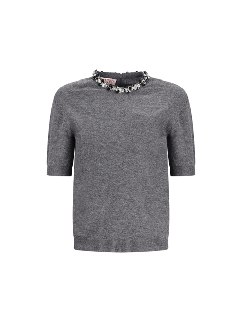 SHORT-SLEEVED SWEATER WITH JEWELS