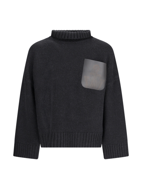 HIGH NECK SWEATER WITH PATCH POCKET