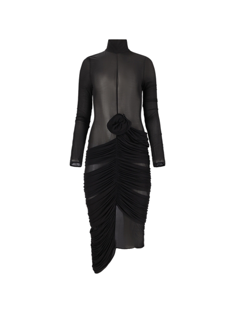 SHEER HIGH NECK MIDI DRESS