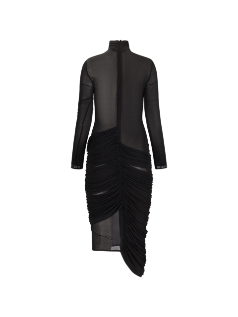 SHEER HIGH NECK MIDI DRESS