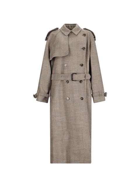 CHECKED TRENCH COAT WITH BELT