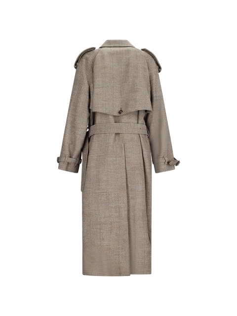CHECKED TRENCH COAT WITH BELT