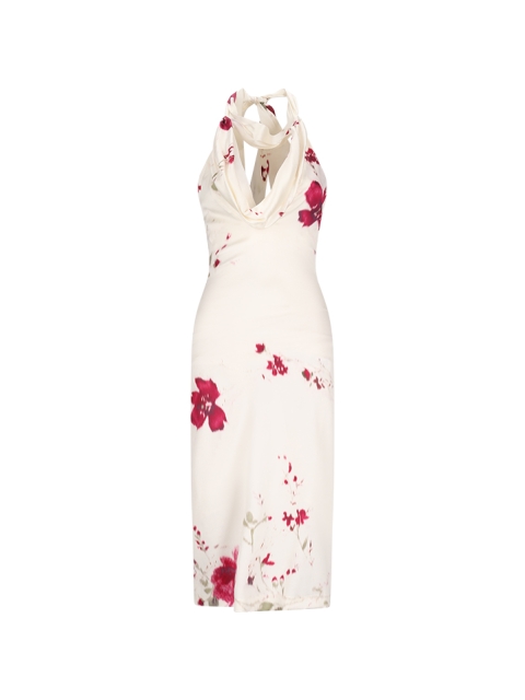 HALTERNECK FLORAL MIDI DRESS
