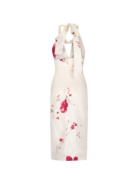 HALTERNECK FLORAL MIDI DRESS
