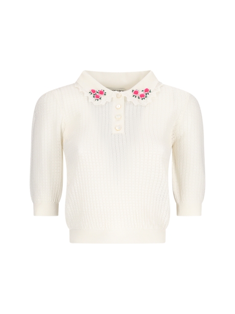 WOOL LACE KNIT JUMPER WITH EMBROIDERY