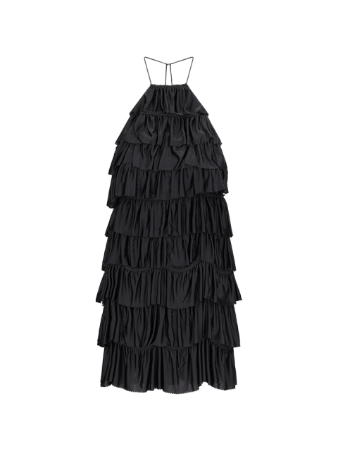 LUSTROUS JERSEY RUFFLED COCKTAIL DRESS