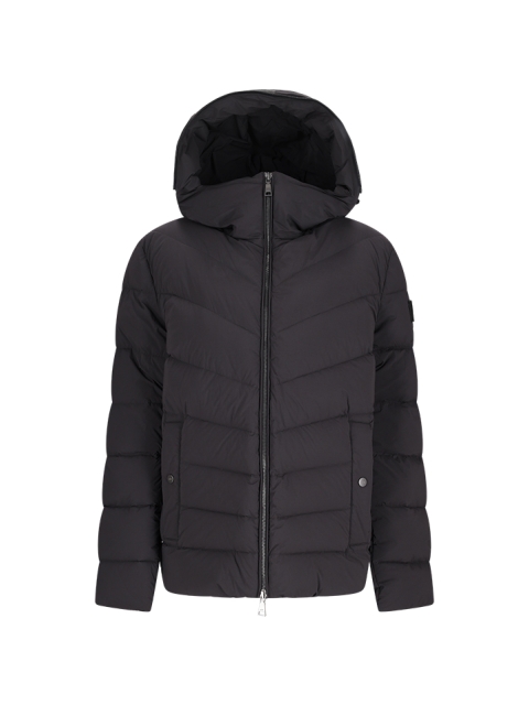 QUILTED DOWN JACKET WITH LOGO HOOD