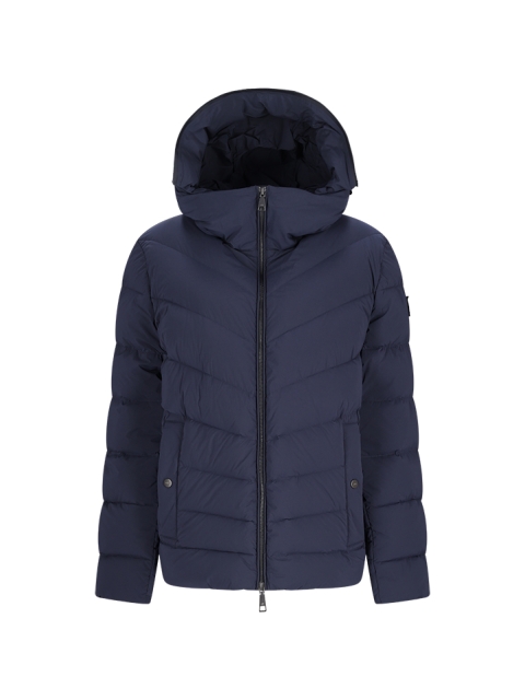 QUILTED DOWN JACKET WITH LOGO HOOD