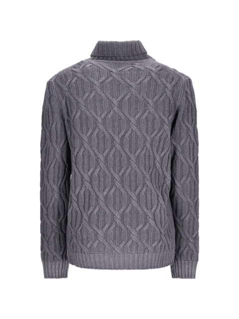 TURTLE NECK SWEATER, LONG SLEEVE, GEOMETRIC BRAID F.5