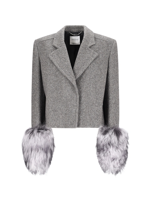 FUR TRIM WOOL BLAZER