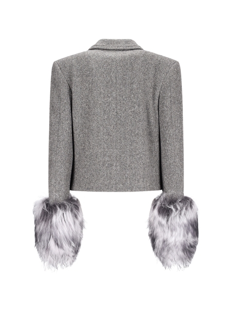 FUR TRIM WOOL BLAZER