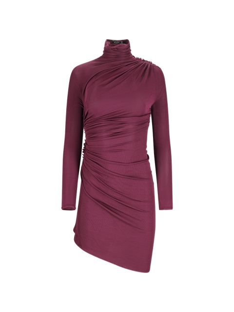 HYPER RUCHED HIGH NECK MINI DRESS