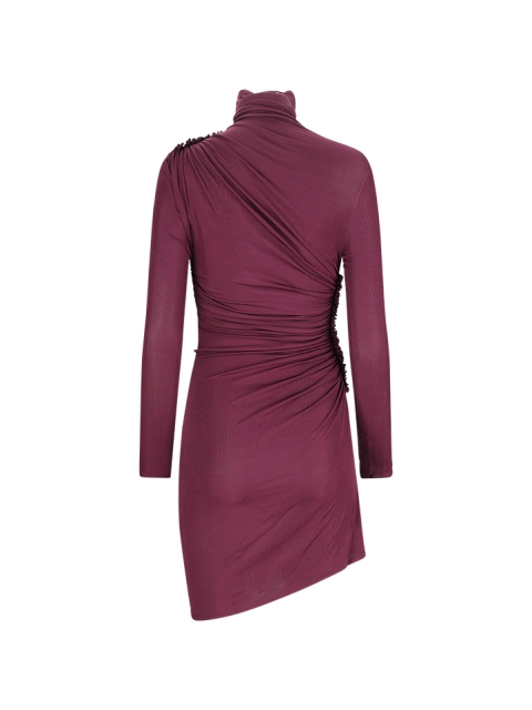 HYPER RUCHED HIGH NECK MINI DRESS