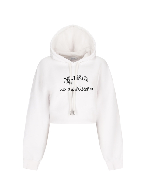 FELPA CROPPED CON CAPPUCCIO E SCRITTA