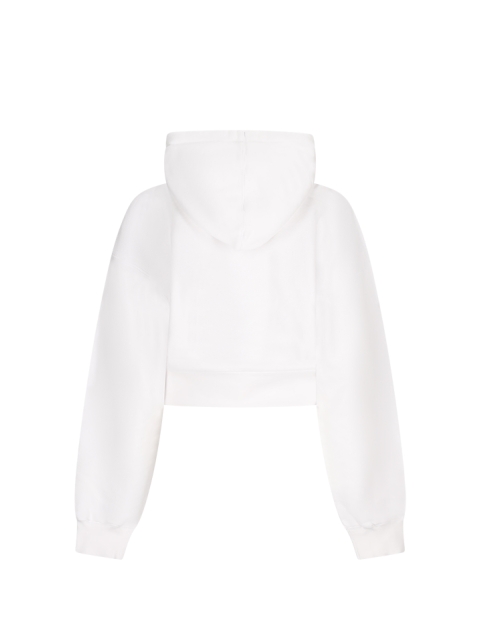 FELPA CROPPED CON CAPPUCCIO E SCRITTA