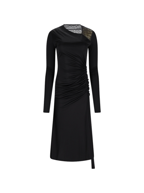 4G JERSEY AND LACE DRAPED DRESS