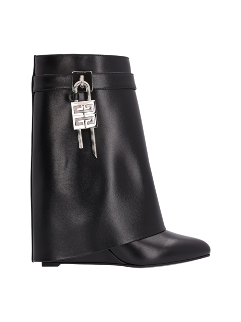 SHARK LOCK LEATHER ANKLE BOOTS