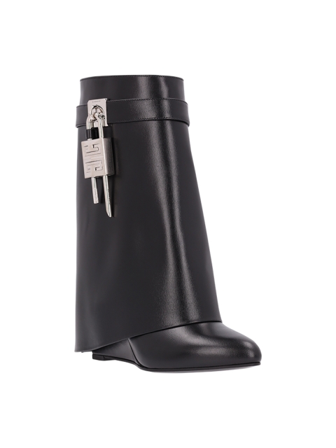 SHARK LOCK LEATHER ANKLE BOOTS