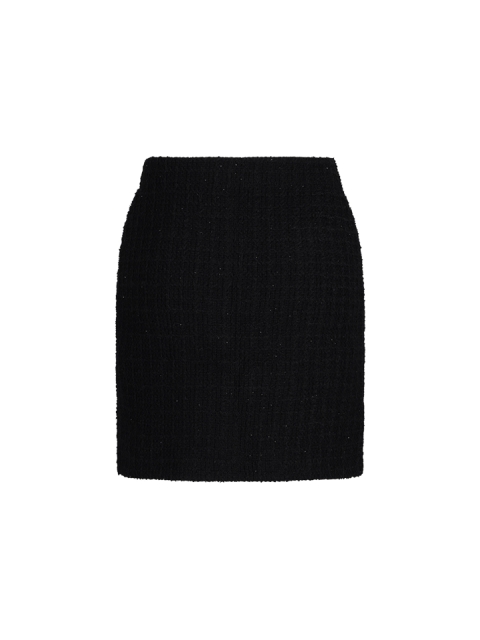 BLACK JEWEL BUTTON KNIT MINI SKIRT