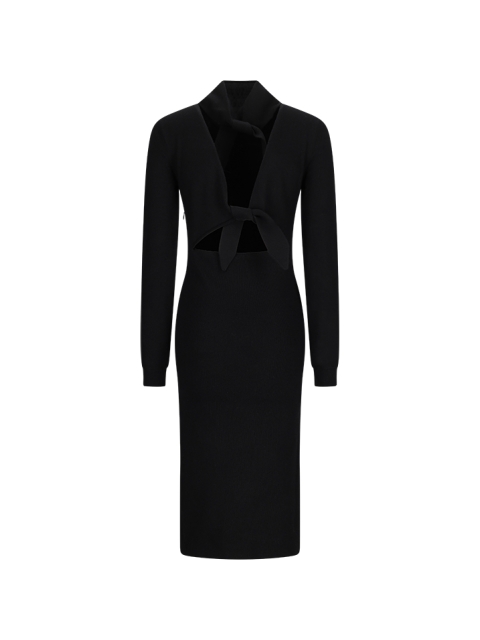 CASHMERE DRESS WITH BACK LACE-UP