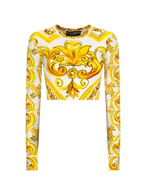 MAGLIA MANICA CORTA IN VISCOSA STRETCH STAMPA MAIOLICA