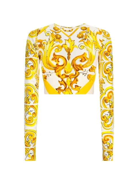 MAGLIA MANICA CORTA IN VISCOSA STRETCH STAMPA MAIOLICA