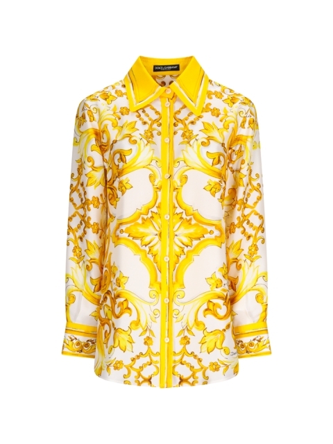 CAMICIA IN TWILL DI SETA STAMPA MAIOLICA