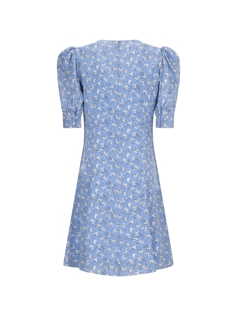 CLOVER PRINT SILK MINI DRESS WITH BOW
