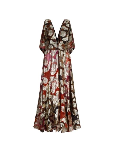 ABITO LUNGO SENZA MANICHE IN LUREX JACQUARD