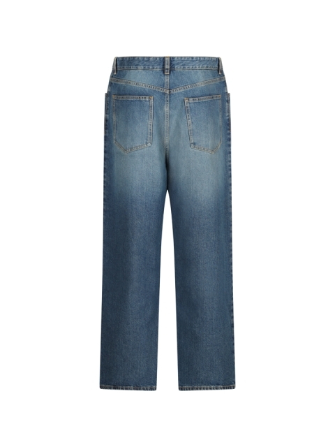 LAYERED JERSEY-TRIMMED WIDE-LEG JEANS
