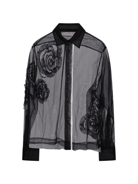 CAMICIA IN TULLE CON RICAMI