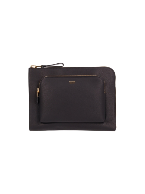 SOFT GRAIN LEATHER SMOOTH CALF LEATHER DOUBLE ZIP 