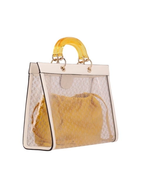 VARENNE TH TOTE JC PLEXI LEATHER MIX W/PLEXI HANDL