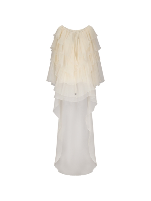 4A245A CREP DRESS W/FLOUNCE