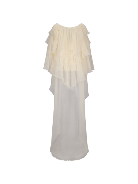 4A245A CREP DRESS W/FLOUNCE