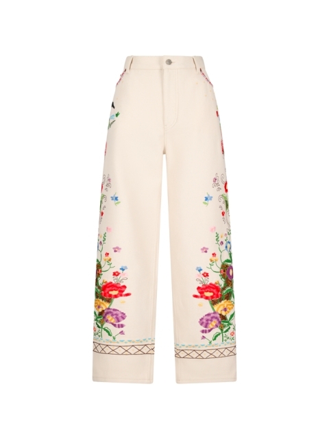 PANTALONE IN DENIM RICAMATO | EMBROIDERIES | DENIM ECRU' + EMBROIDERY