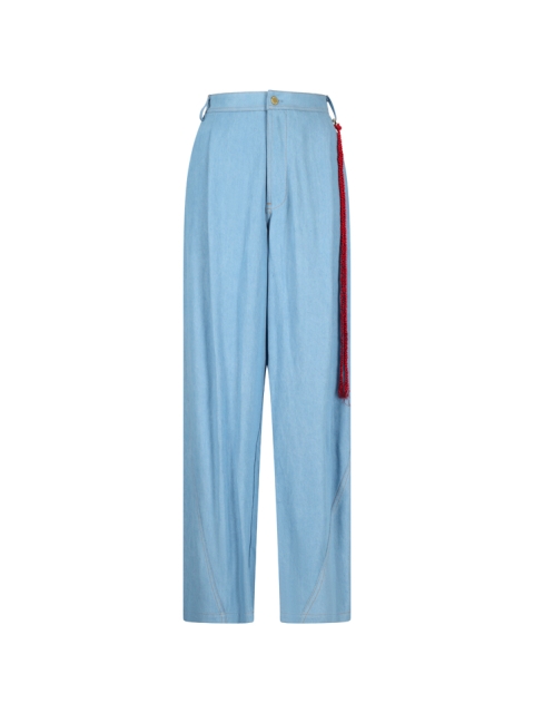 PHEBE -  LIGHT TENCEL CHAIN ADORNED WIDE-LEG PANTS