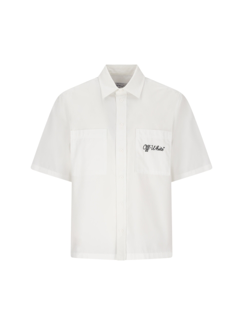 SCRIPT SUMMER POPL S/S SHIRT WHITE - BLA