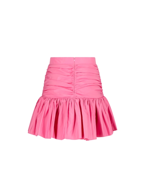 MINISKIRT WITH FLOUNCE IN RECYCLED FAUX LEATHER