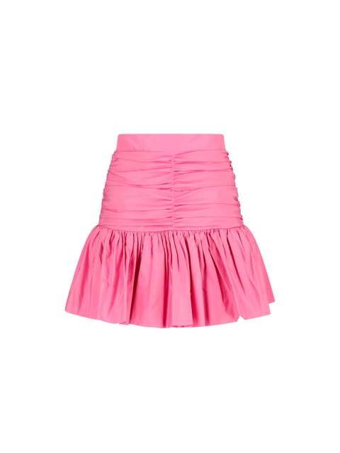MINISKIRT WITH FLOUNCE IN RECYCLED FAUX LEATHER