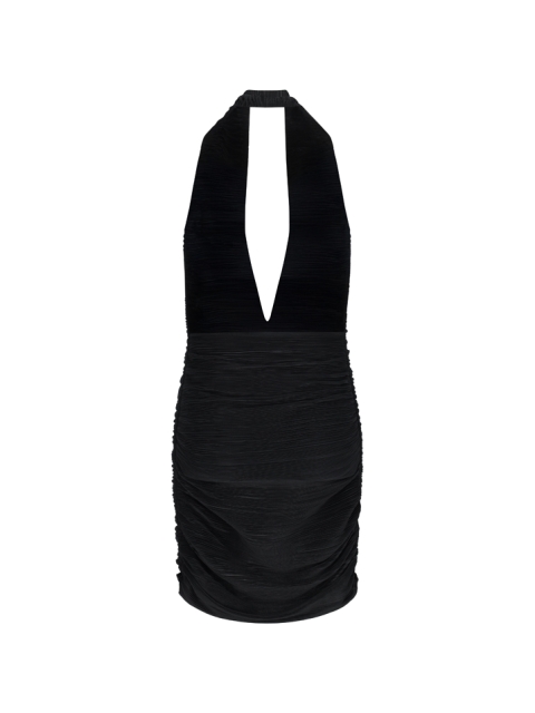 PLEATED RUCHED MINI DRESS