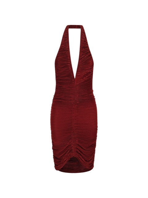 PLEATED RUCHED MINI DRESS