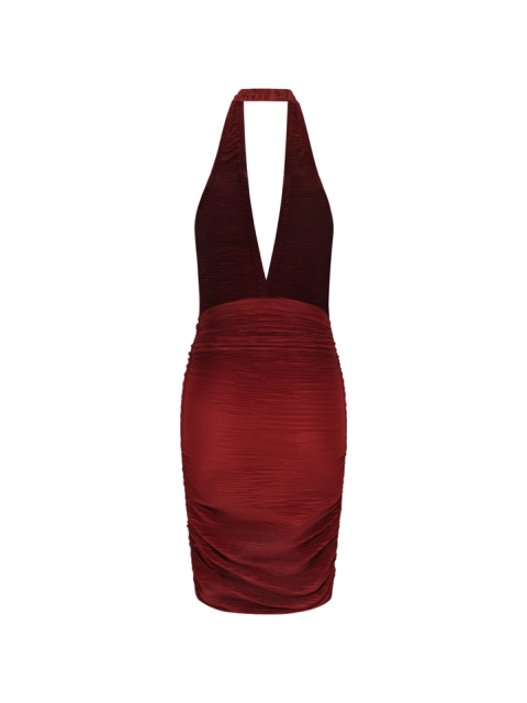 PLEATED RUCHED MINI DRESS