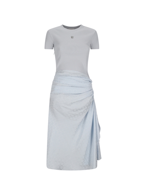SMOCK WAIST DRAPED DRESS