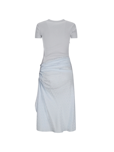 SMOCK WAIST DRAPED DRESS