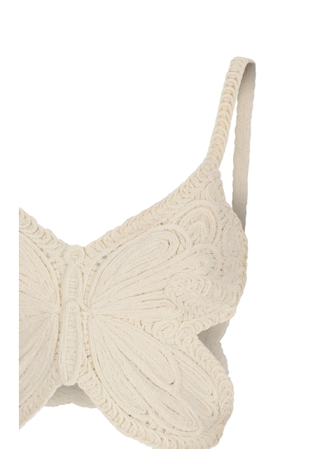 TOP CROPPED CON RICAMO FARFALLA
