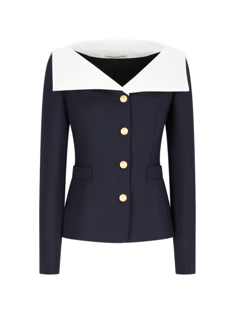LIGHT WOOL JACKET WITH MIKADO COLLAR