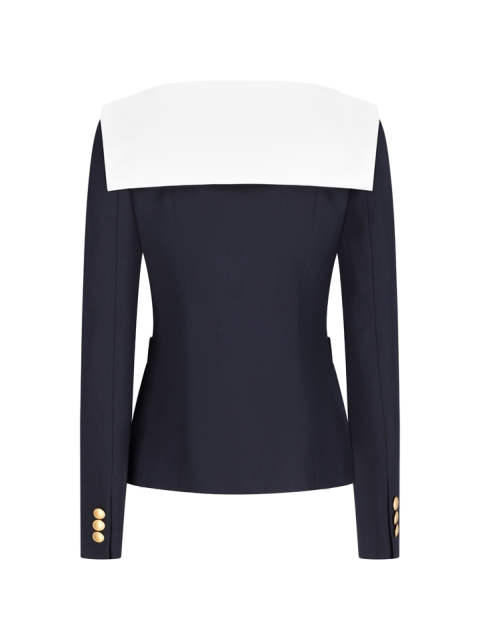 LIGHT WOOL JACKET WITH MIKADO COLLAR