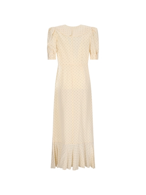 POLKA DOT PRINT SILK WRAP DRESS WITH BELT