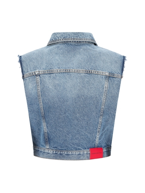 DENIM SLEEVELESS TRUCKER JACKET